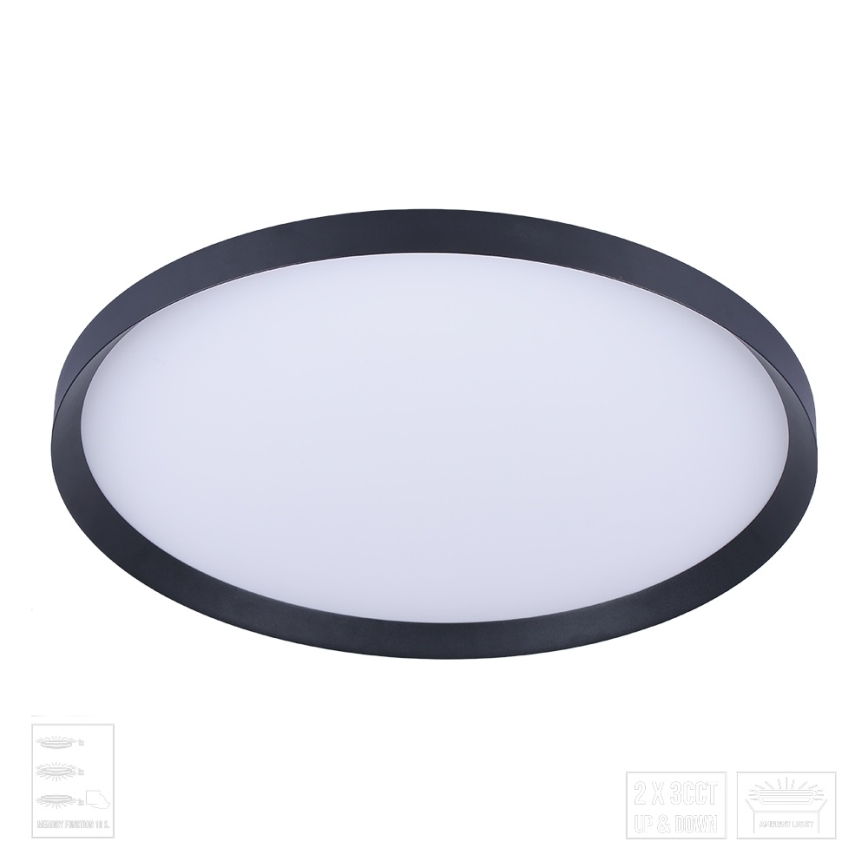 Prezent 17311 - LED stropné svietidlo ADRA LED/42W/230V + LED/13W 3000/4000/6000K pr. 48,5 cm čierna