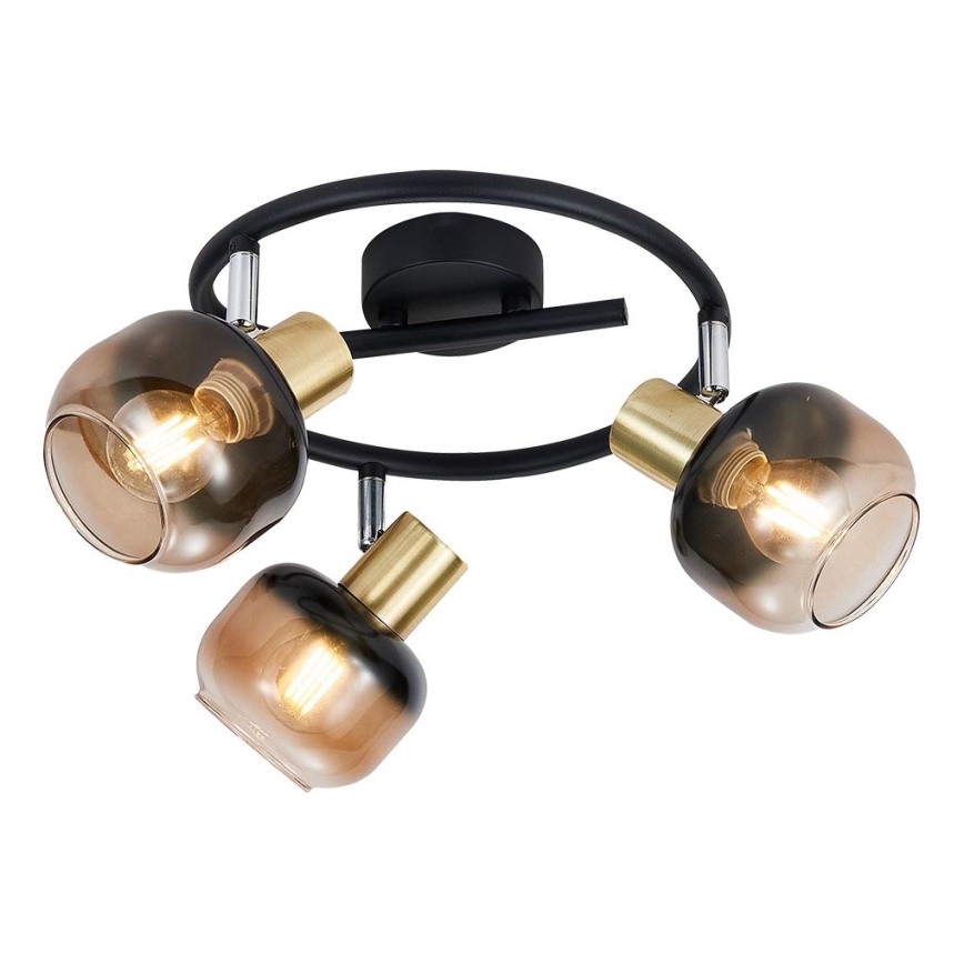 Prezent 27515 - Bodové svietidlo PEGAS 3xE14/40W/230V čierna/dymová