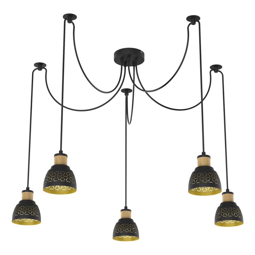 Prezent 27525 - Luster na lanku MESCALA 5xE14/40W/230V pavúk čierna/kaučukovník