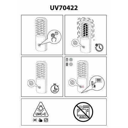 Prezent 70422 - Prenosná dezinfekčná germicídna lampa UVC/2,5W/5V USB