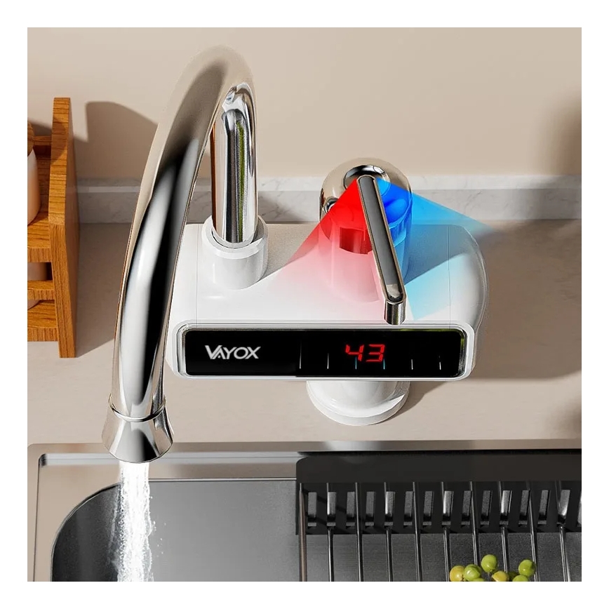 Prietokový ohrievač vody s LED displejom 3000W/230V IPX4 biela