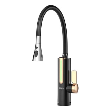 Prietokový ohrievač vody s LED displejom 3000W/230V IPX4 čierna/zlatá