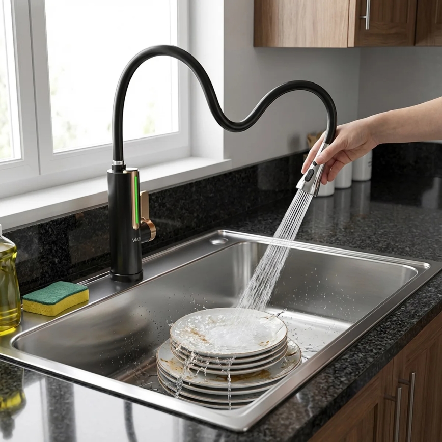 Prietokový ohrievač vody s LED displejom 3000W/230V IPX4 čierny