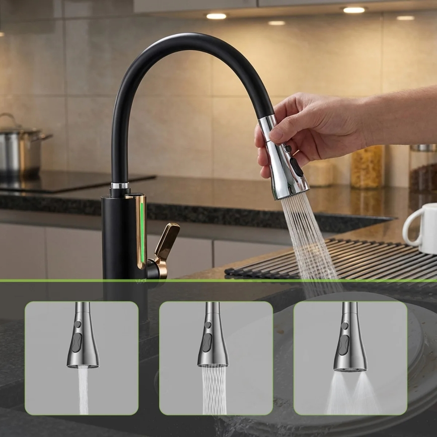 Prietokový ohrievač vody s LED displejom 3000W/230V IPX4 čierny