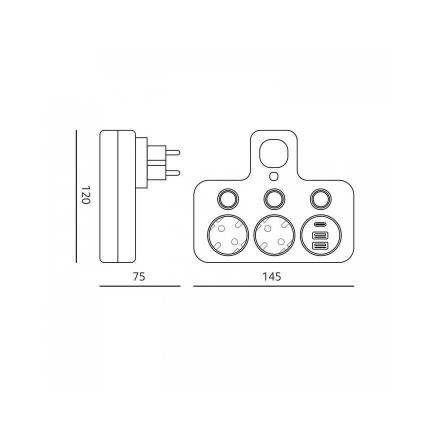 Rozbočovacia zásuvka s vypínačom a LED osvetlením LINEA PRO 2Z + 3xUSB A/C SCHUKO 4000K biela