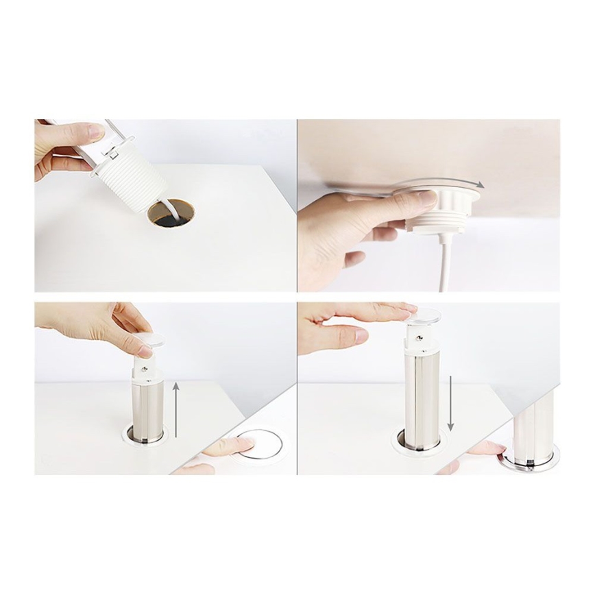 Pripojovací zásuvkový stĺpik na dosku stola 2x230V + USB-A + USB-C