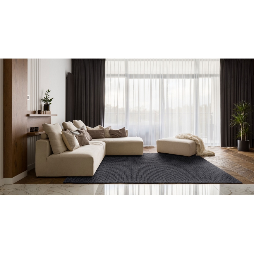 Prírodný koberec FIR WOOL 120x170 cm 2600 g/m2 antracit