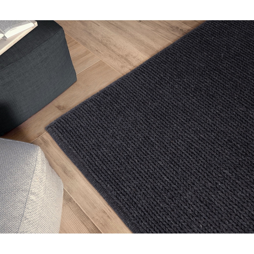 Prírodný koberec FIR WOOL 120x170 cm 2600 g/m2 antracit