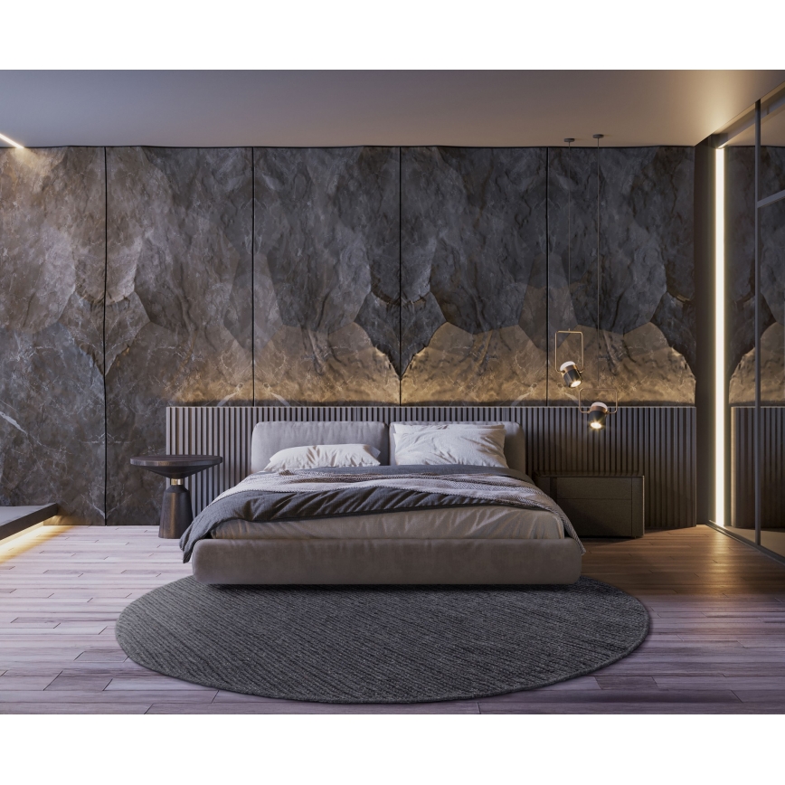 Prírodný okrúhly koberec FIR WOOL 160 cm 2600 g/m2 antracit