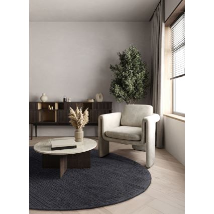 Prírodný okrúhly koberec FIR WOOL 160 cm 2600 g/m2 antracit