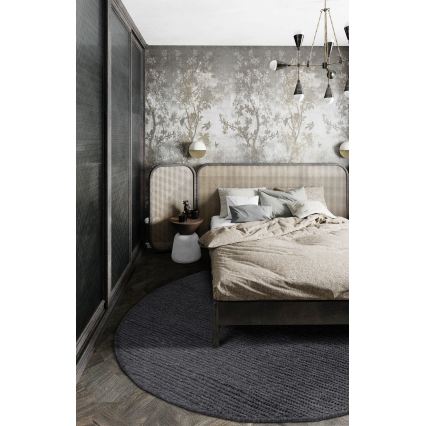 Prírodný okrúhly koberec FIR WOOL 160 cm 2600 g/m2 antracit