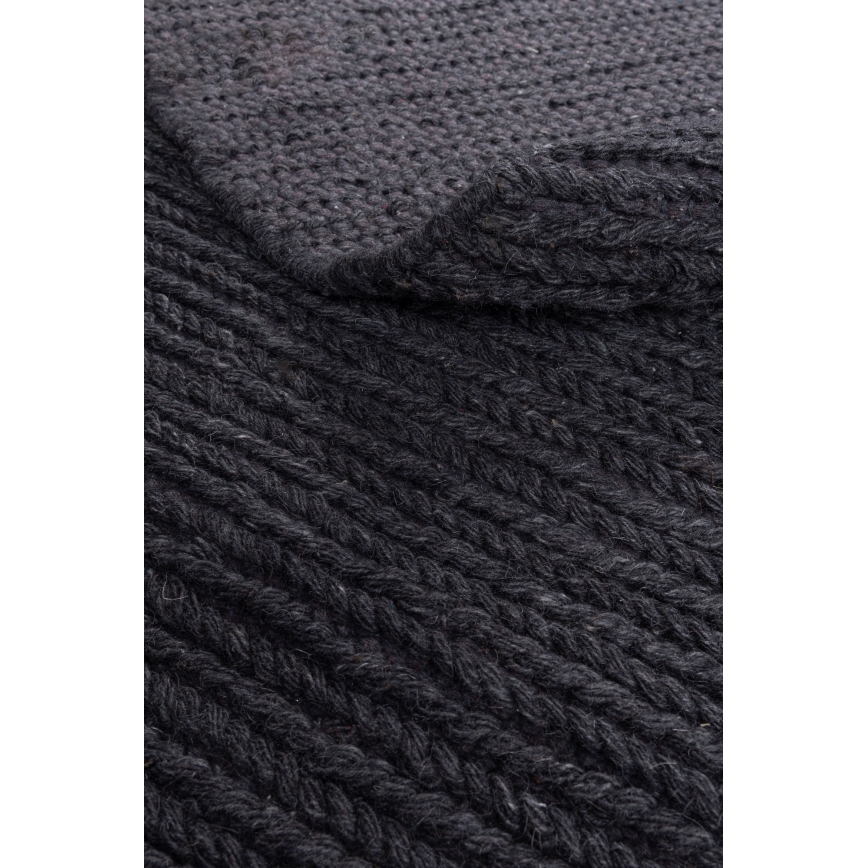 Prírodný okrúhly koberec FIR WOOL 160 cm 2600 g/m2 antracit