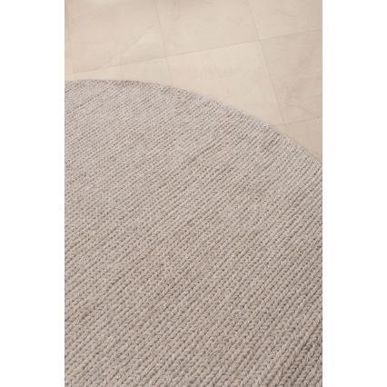 Prírodný okrúhly koberec FIR WOOL 160 cm 2600 g/m2 béžový