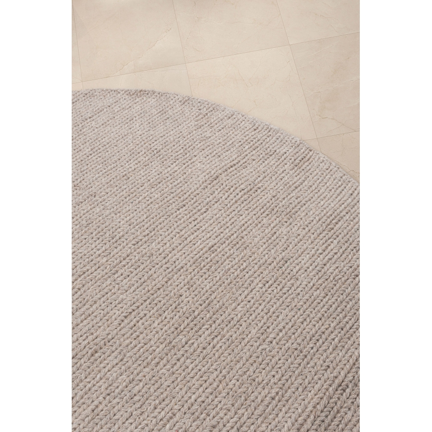 Prírodný okrúhly koberec FIR WOOL 160 cm 2600 g/m2 béžový