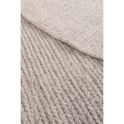 Prírodný okrúhly koberec FIR WOOL 160 cm 2600 g/m2 béžový