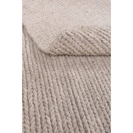 Prírodný okrúhly koberec FIR WOOL 160 cm 2600 g/m2 béžový