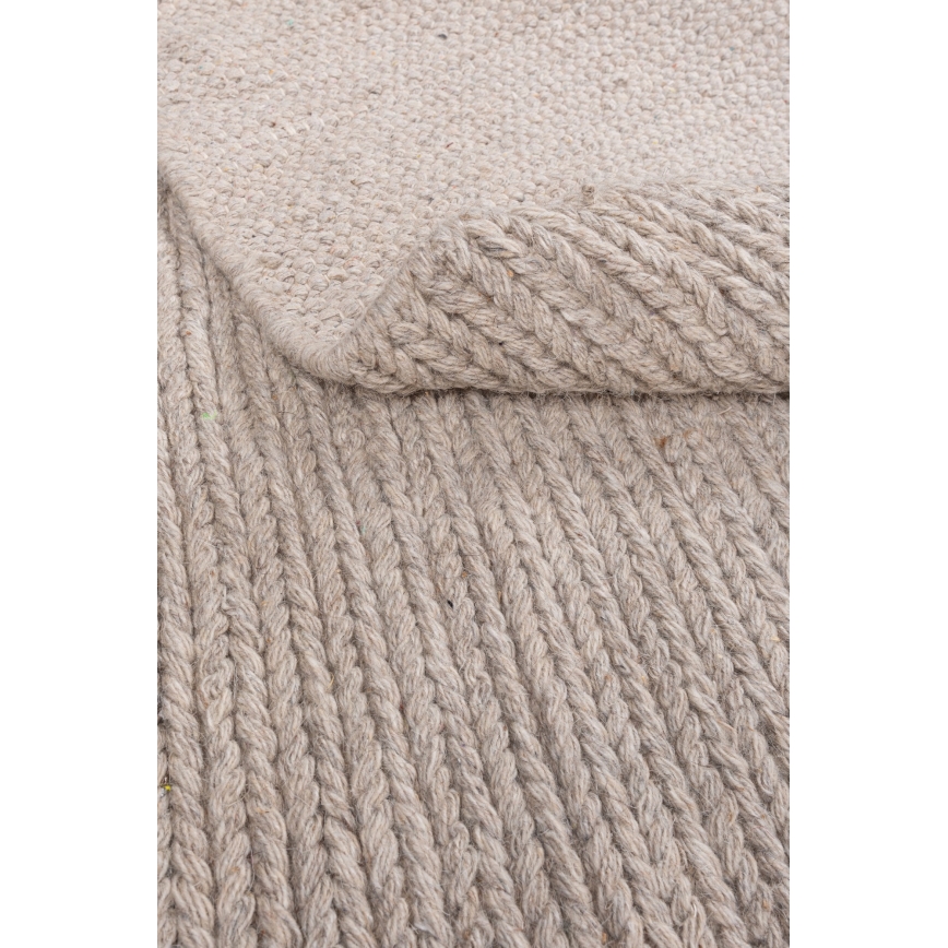 Prírodný okrúhly koberec FIR WOOL 160 cm 2600 g/m2 béžový