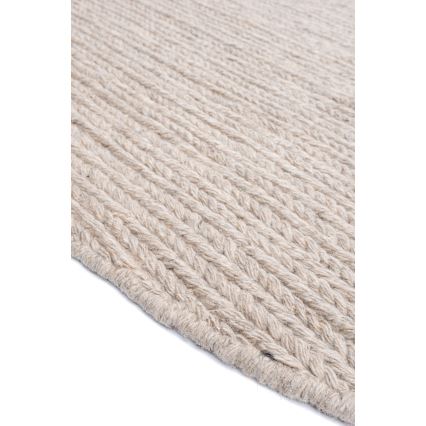 Prírodný okrúhly koberec FIR WOOL 160 cm 2600 g/m2 béžový