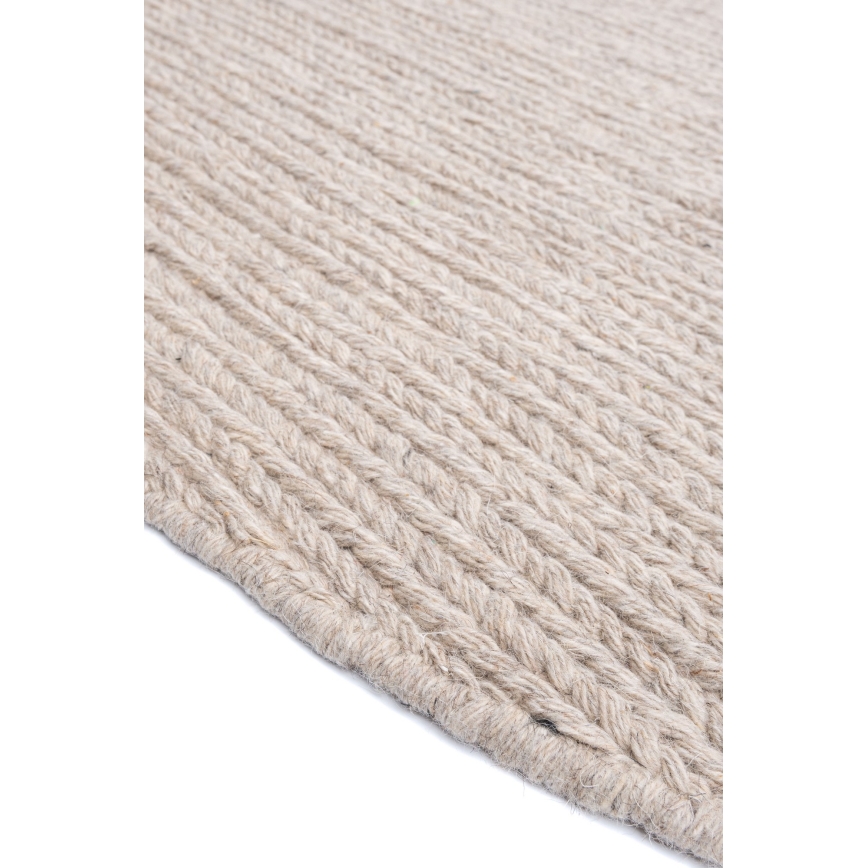 Prírodný okrúhly koberec FIR WOOL 160 cm 2600 g/m2 béžový