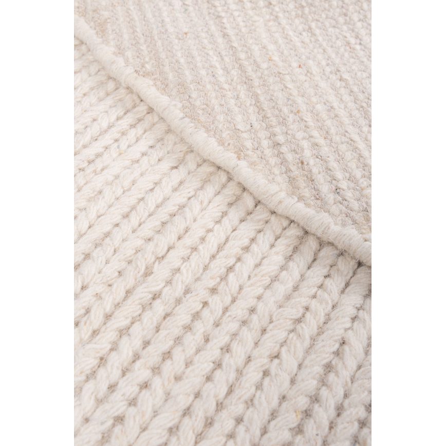Prírodný okrúhly koberec FIR WOOL 160 cm 2600 g/m2 krémový