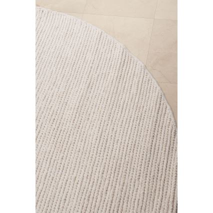Prírodný okrúhly koberec FIR WOOL 160 cm 2600 g/m2 krémový