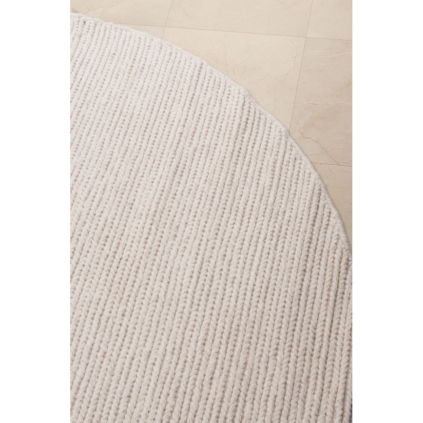 Prírodný okrúhly koberec FIR WOOL 160 cm 2600 g/m2 krémový