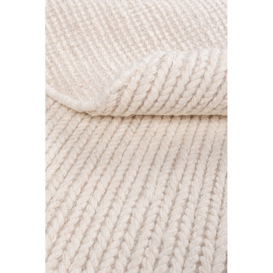 Prírodný okrúhly koberec FIR WOOL 160 cm 2600 g/m2 krémový