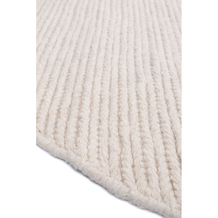 Prírodný okrúhly koberec FIR WOOL 160 cm 2600 g/m2 krémový