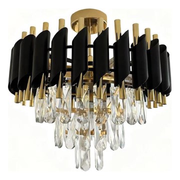 Prisadené stropné svietidlo CRISTAL 5xE14/10W/230V čierna/zlatá