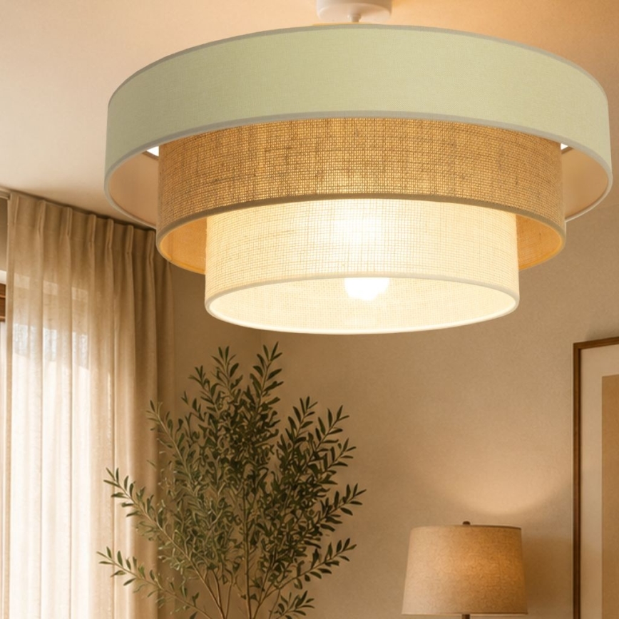Prisadené stropné svietidlo WENTA 1×E27/60W/230V, Ø 50 cm, béžové/juta