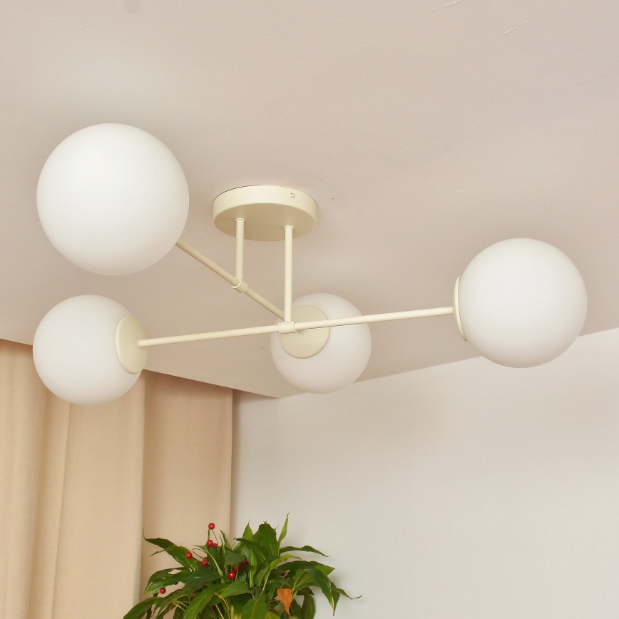 Prisadené svietidlo MOON 4xE27/15W/230V krémové