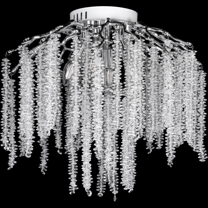 Prisadený luster 6xE14/60W/230V + 3xLED/3W pr. 54 cm lesklý chróm