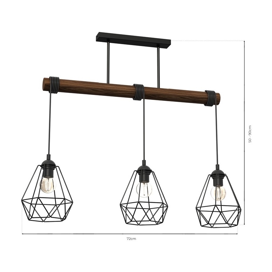 Prisadený luster ACERO 3xE27/60W/230V
