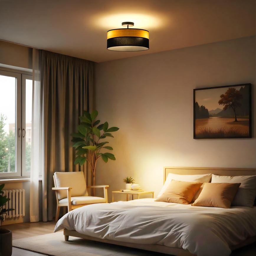 Prisadený luster ALBA 3xE27/15W/230V pr. 40 cm čierna/hnedá