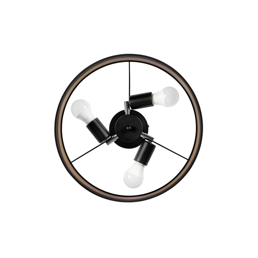 Prisadený luster ALBA 3xE27/15W/230V pr. 40 cm čierna/hnedá