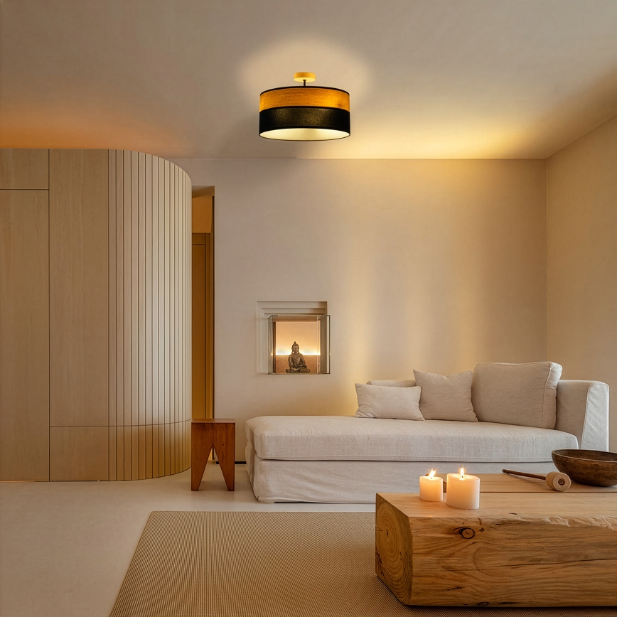 Prisadený luster ALBA 3xE27/15W/230V pr. 40 cm čierna/hnedá