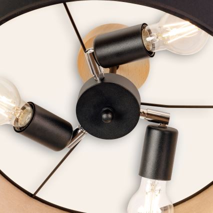 Prisadený luster ALBA 3xE27/15W/230V pr. 40 cm čierna/hnedá