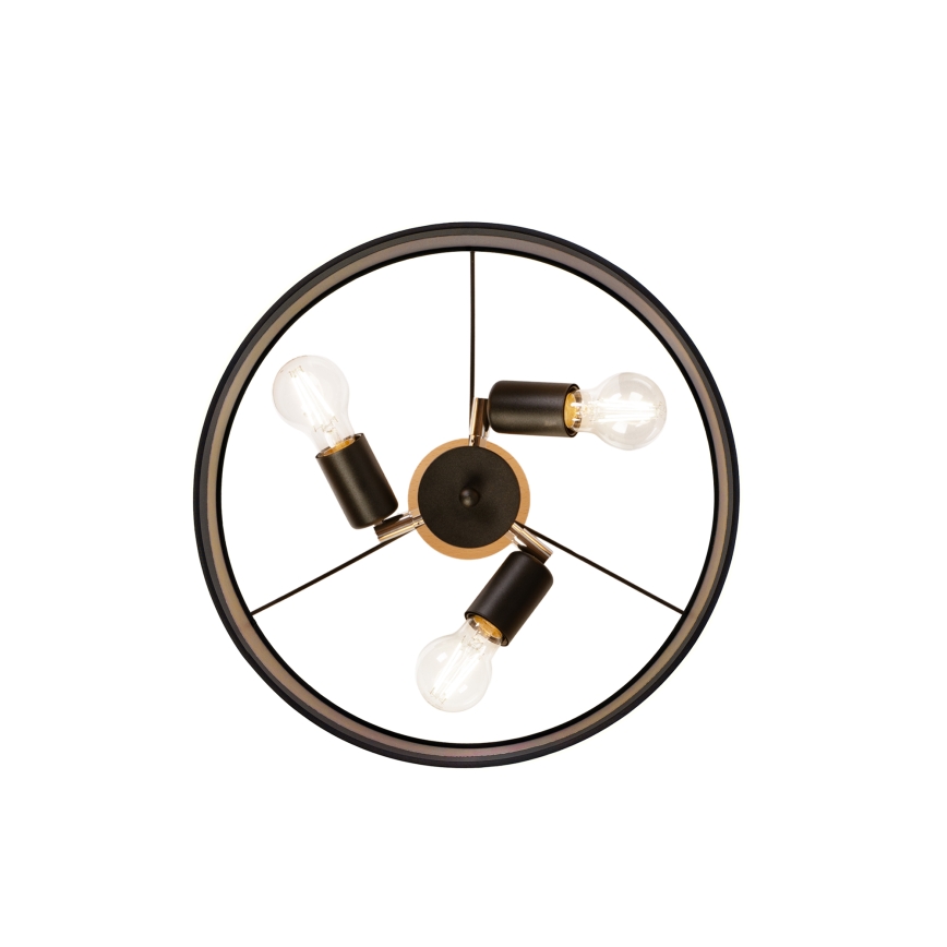 Prisadený luster ALBA 3xE27/15W/230V pr. 40 cm čierna/hnedá