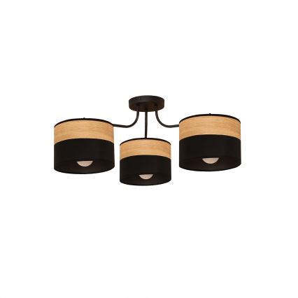 Prisadený luster ALBA 3xE27/15W/230V pr. 66 cm čierna/hnedá