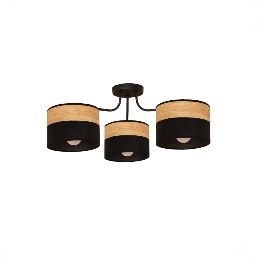 Prisadený luster ALBA 3xE27/15W/230V pr. 66 cm čierna/hnedá