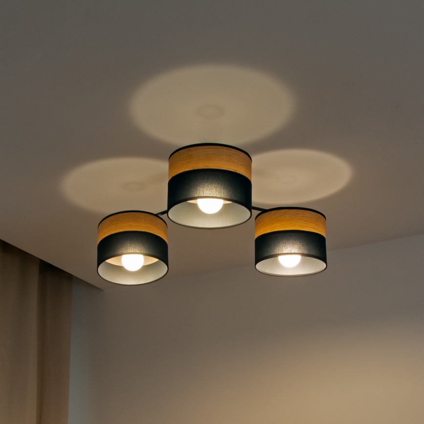 Prisadený luster ALBA 3xE27/15W/230V pr. 66 cm čierna/hnedá