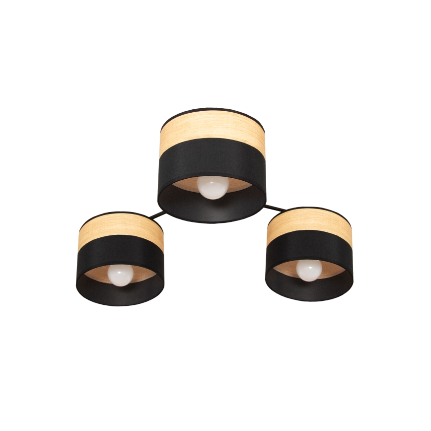 Prisadený luster ALBA 3xE27/15W/230V pr. 66 cm čierna/hnedá