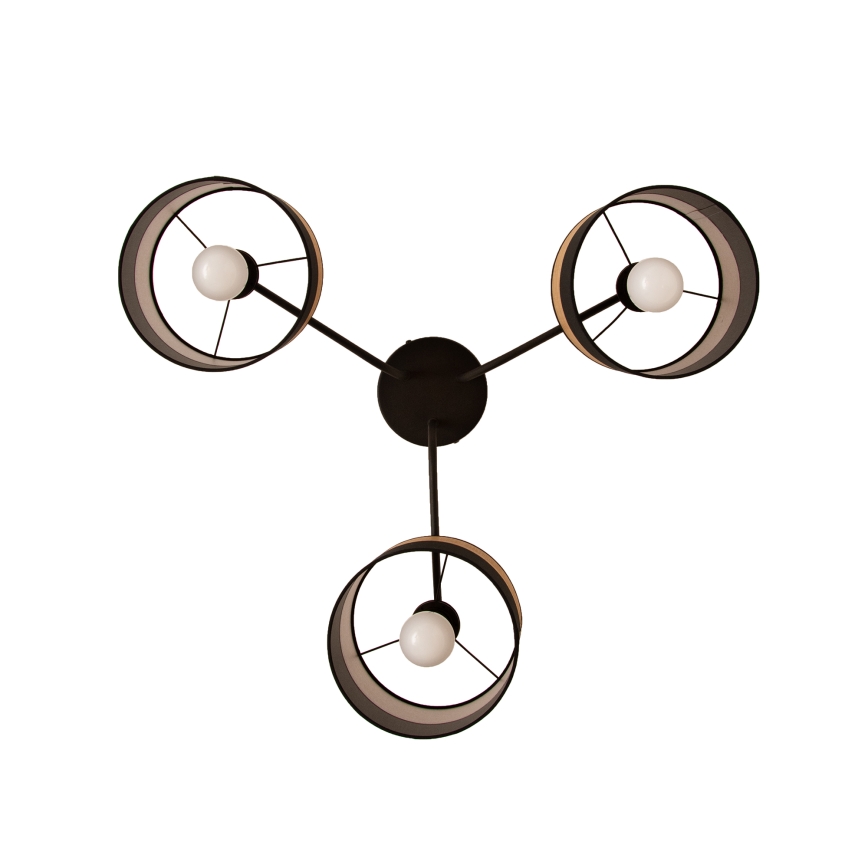 Prisadený luster ALBA 3xE27/15W/230V pr. 66 cm čierna/hnedá