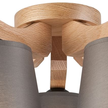 Prisadený luster ANDREA 5xE27/60W/230V dub/šedá