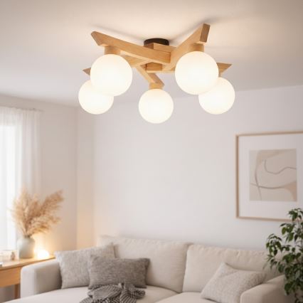 Prisadený luster ANTONIO 5xG9/5W/230V dub/biela