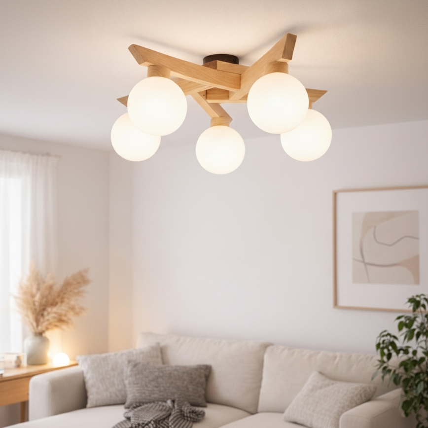 Prisadený luster ANTONIO 5xG9/5W/230V dub/biela