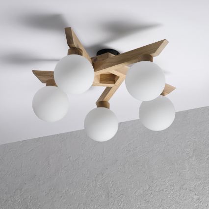 Prisadený luster ANTONIO 5xG9/5W/230V dub/biela