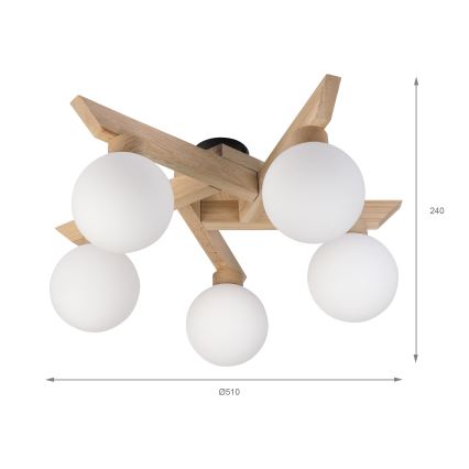 Prisadený luster ANTONIO 5xG9/5W/230V dub/biela