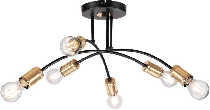 Prisadený luster ANYA 6xE27/15W/230V čierna/zlatá