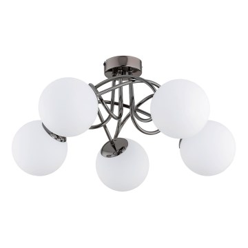 Prisadený luster BANKO 5xE14/10W/230V čierny lesklý chróm